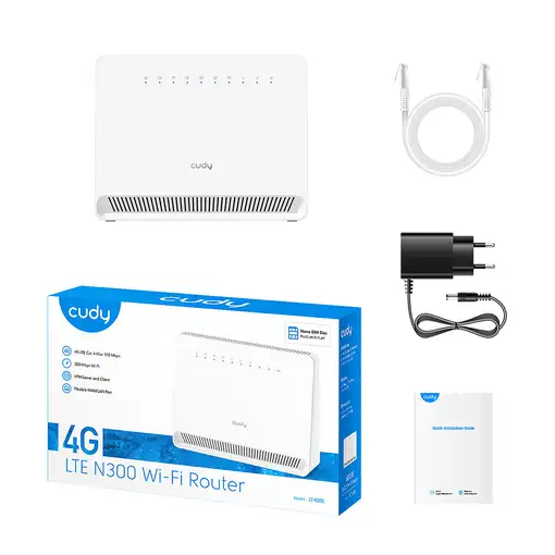 Cudy LT400E router inalámbrico Ethernet rápido Banda única (2,4 GHz) 4G Blanco