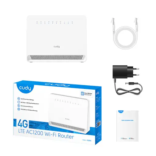 Cudy LT500E router inalámbrico Ethernet rápido Doble banda (2,4 GHz / 5 GHz) 4G