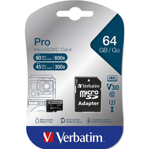 Verbatim Pro 64 GB MicroSDXC UHS Clase 10
