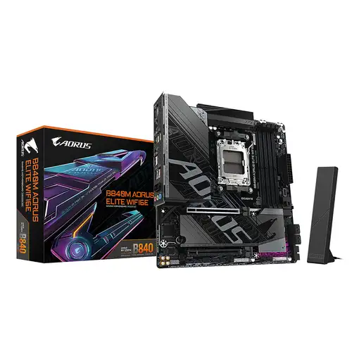 GIGABYTE B840M AORUS ELITE WIFI6E Placa Base – Procesadores AMD Ryzen 9000, VRM