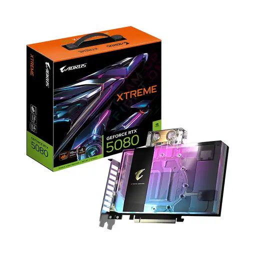 GIGABYTE AORUS GeForce RTX 5080 XTREME WATERFORCE WB 16G Tarjeta Gráfica - 16GB GIGABYTE AORUS GeForce RTX 5080 XTREME WATERFORCE WB 16G Tarjeta Gráfica - 16GB