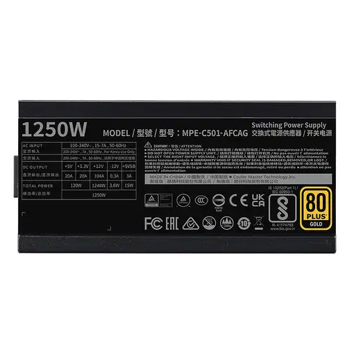 Cooler Master MWE Gold 1250 V2 ATX 3.1 unidad de fuente de alimentación 1250 W