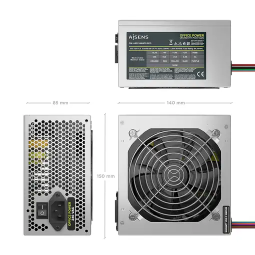 AISENS Fuente Alimentacion ATX 500W OEM, Plata