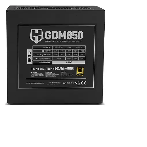 NOX Hummer GDM 850W GOLD unidad de fuente de alimentación 20+4 pin ATX ATX Negro