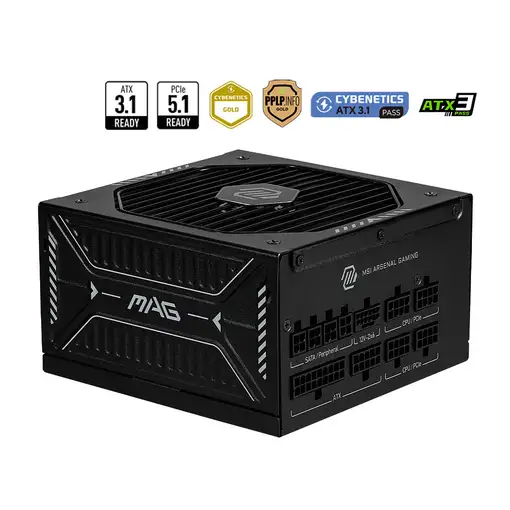 MSI MAG A850GLS PCIE5 unidad de fuente de alimentación 850 W 24-pin ATX ATX Negro MSI MAG A850GLS PCIE5 unidad de fuente de alimentación 850 W 24-pin ATX ATX Negro