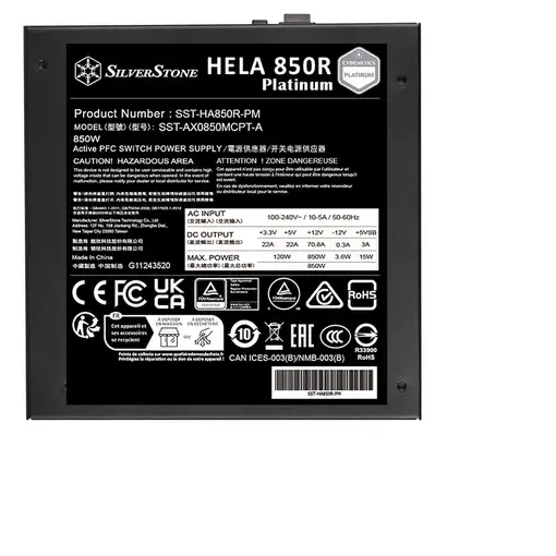 Silverstone HELA 850R Platinum unidad de fuente de alimentación 850 W