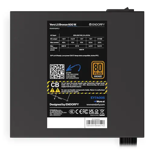 ENDORFY Vero L5 Bronze 600W unidad de fuente de alimentación 24-pin ATX ATX Negro