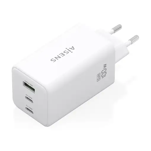 AISENS Cargador GaN 100W, 2x USB-C PD3.0 QC4.0 QC5.0, 1x USB-A QC3.0, Blanco