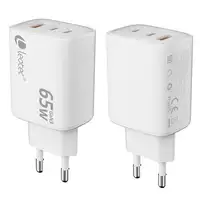 Leotec CARGADOR UNIVERSAL 65W GAN ULTRA SLIM 2 USB C PD+1 USB A BLANCO