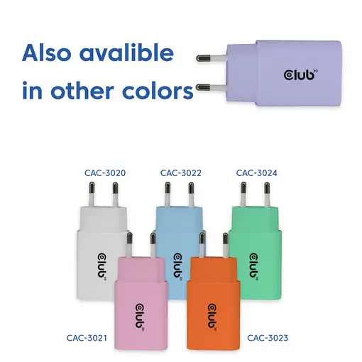 CLUB3D CAC-3025 cargador de dispositivo móvil Smartphone, Universal Púrpura