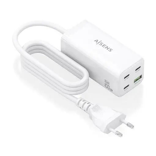 AISENS Cargador Sobremesa GaN 100W, 3x USB-C PD3.0 QC4.0 QC5.0, 1x USB-A QC3.0 AISENS Cargador Sobremesa GaN 100W, 3x USB-C PD3.0 QC4.0 QC5.0, 1x USB-A QC3.0