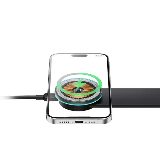 Baseus C02 Pro Smartphone Negro Cargador inalámbrico Carga rápida Auto, Interior