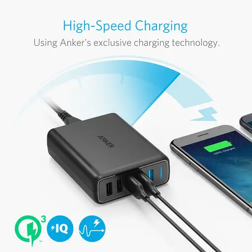 Anker PowerPort Speed 5 Universal Negro Corriente alterna Interior