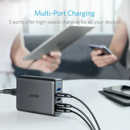 Anker PowerPort Speed 5 Universal Negro Corriente alterna Interior