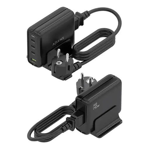 AISENS Cargador Sobremesa GaN 140W, 3x USB-C PD3.1 QC4.0 QC5.0, 1x USB-A QC3.0