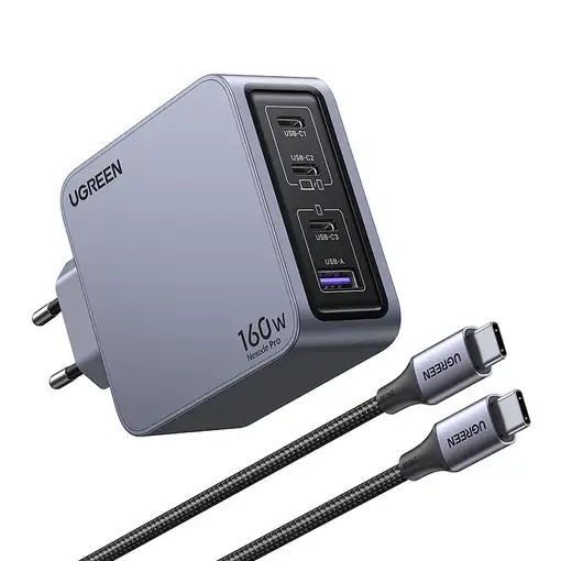 Ugreen Nexode Pro 160W GaN Charger with USB-C Cable Universal Negro