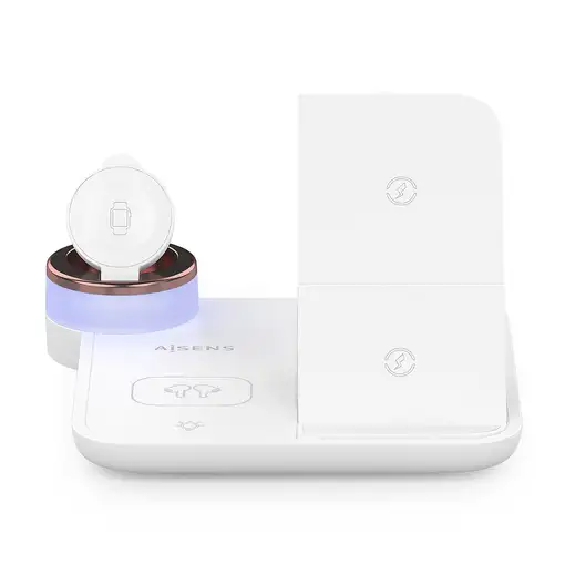 AISENS Cargador Inalambrico USB-C 4 en 1 De 15W Para Movil, Apple Watch