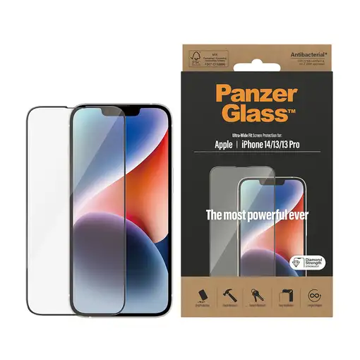 PanzerGlass ® Screen Protector iPhone 14 | 13 | 13 Pro | Ultra-Wide Fit Protector