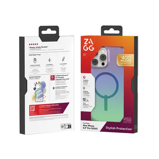 ZAGG Milan Snap funda para teléfono móvil 17,5 cm (6.9") Verde, Púrpura