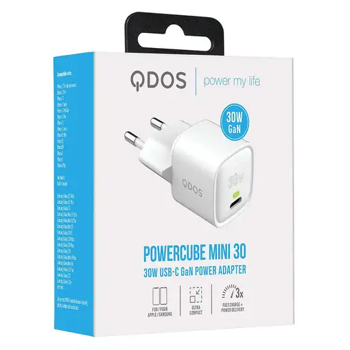 QDOS PowerCube MINI 30 Universal Blanco USB Cargador inalámbrico