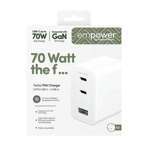 PanzerGlass empower™ by ® Turbo 70W Multiple Charger incl. 2 x USB-C + USB-A | EU