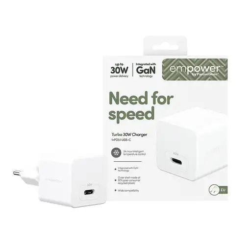 PanzerGlass empower™ by ® Turbo 30W Charger Single USB-C | EU Plug | Silver White