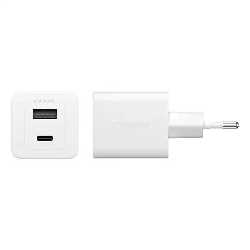 PanzerGlass empower™ by ® Turbo 35W Charger incl. USB-C + USB-A | EU Plug | Silver