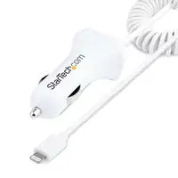 StarTech.com Cargador de Coche con Cable Rizado Lightning, Cable de 1m