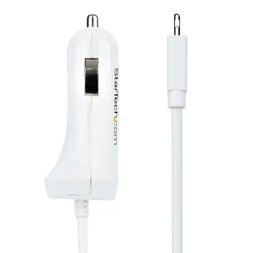 StarTech.com Cargador de Coche con Cable Rizado Lightning, Cable de 1m