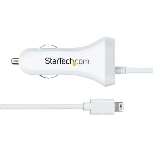 StarTech.com Cargador de Coche con Cable Rizado Lightning, Cable de 1m