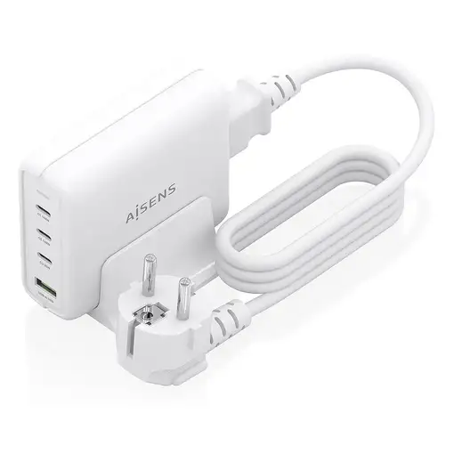 AISENS Cargador Sobremesa GaN 140W, 3x USB-C PD3.1 QC4.0 QC5.0, 1x USB-A QC3.0