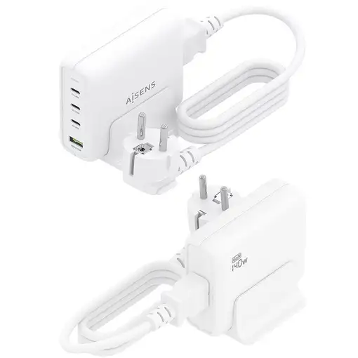AISENS Cargador Sobremesa GaN 140W, 3x USB-C PD3.1 QC4.0 QC5.0, 1x USB-A QC3.0
