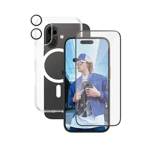 PanzerGlass ® | CARE by ® Flagship 3-in-1 Bundle iPhone 16 Protector de pantalla PanzerGlass ® | CARE by ® Flagship 3-in-1 Bundle iPhone 16 Protector de pantalla