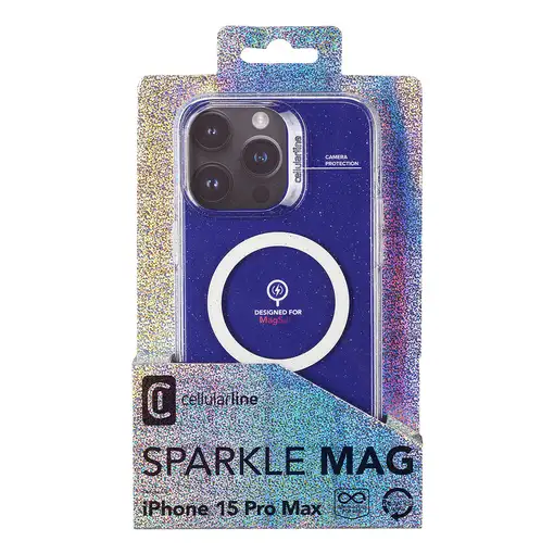 Cellularline Sparkle Mag - iPhone 15 Pro Max Funda con acabado brillante compatibl