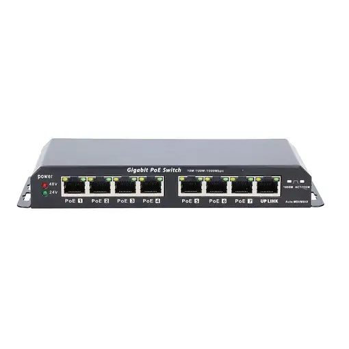 Extralink PoE Switch KRATOS 7x Gigabit PoE, 1x Uplink RJ45, fuente de alimentación