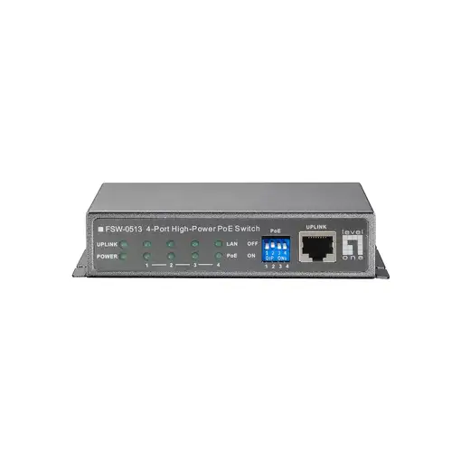 LevelOne Switch Fast Ethernet PoE de 5 puertos, 4 Puertos PoE, 120W