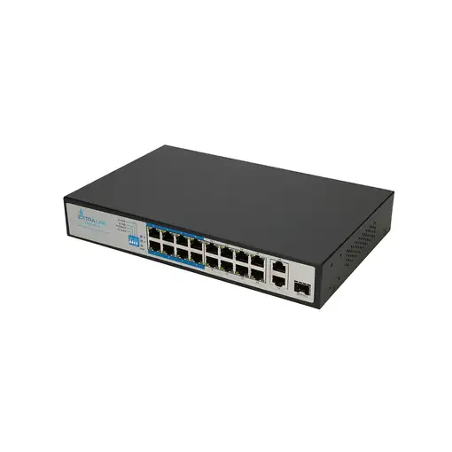 Extralink PoE Switch VIRTUS V3 16x 100Mb/s PoE/PoE+, 2x Gigabit RJ45 + 1x SFP, 150