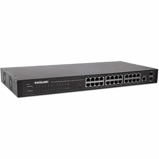 Intellinet Switch de 24 Puertos Gigabit Ethernet Administrable por Web 2 puertos