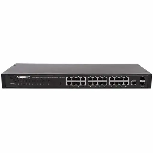 Intellinet Switch de 24 Puertos Gigabit Ethernet Administrable por Web 2 puertos