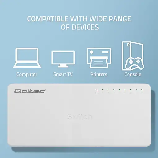 Qoltec 52248 switch No administrado Blanco