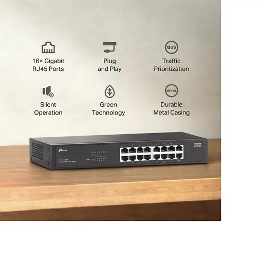 TP-Link LS1016G switch No administrado Gigabit Ethernet (10/100/1000) Negro