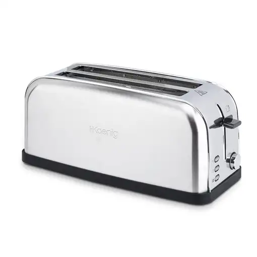 Tostadora Especial Baguette 2 ranuras anchas H.Koenig TOAS28, Acero inox, 1500W Tostadora Especial Baguette 2 ranuras anchas H.Koenig TOAS28, Acero inox, 1500W