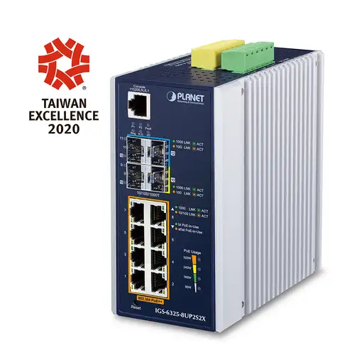 PLANET IP30 DIN-rail Industrial L3 8P Gestionado Gigabit Ethernet (10/100/1000)