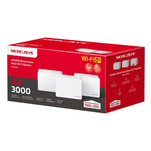 Mercusys Halo H80X (3-pack) Doble banda (2,4 GHz / 5 GHz) Wi-Fi 6(802.11ax) Blanco