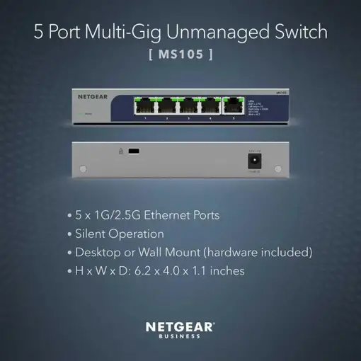 NETGEAR MS105-100EUS switch No administrado 2.5G Ethernet (100/1000/2500)