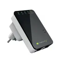 Techly I-WL-REPEATER2 router inalámbrico Ethernet rápido Negro, Blanco