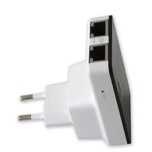 Techly I-WL-REPEATER2 router inalámbrico Ethernet rápido Negro, Blanco