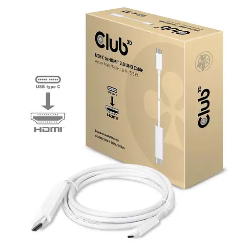 CLUB3D Cable UHD USB C a HDMI ™ 2.0 Activo 1,8 M./5.9 Ft