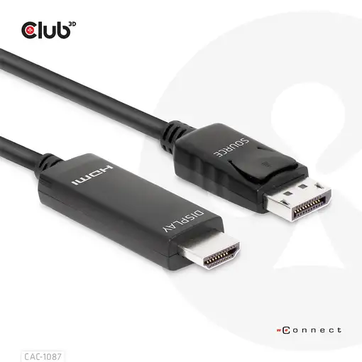 CLUB3D CAC-1087 adaptador de cable de vídeo 3 m DisplayPort HDMI Negro