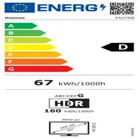 Hisense 65U7NQ Televisor 165,1 cm (65") 4K Ultra HD Smart TV Wifi Negro 1500 cd /